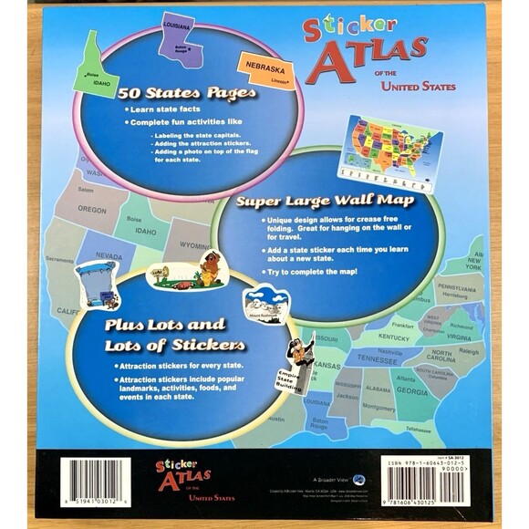 Sticker ATLAS United States Interactive Wall Map Game Activities Kids Learn NEW - Picture 2 of 8